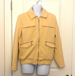 boohooMAN Men's Beige Bomber Jacket Full Zip Point Collar L 42" Chest